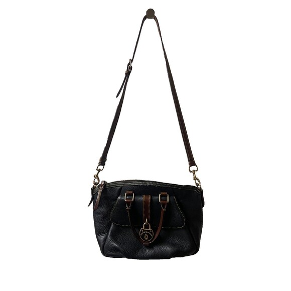 Dooney & Bourke Handbags - Dooney & Bourke Samba Leather Large Shoulder Satchel Black Pebble Grain Leather